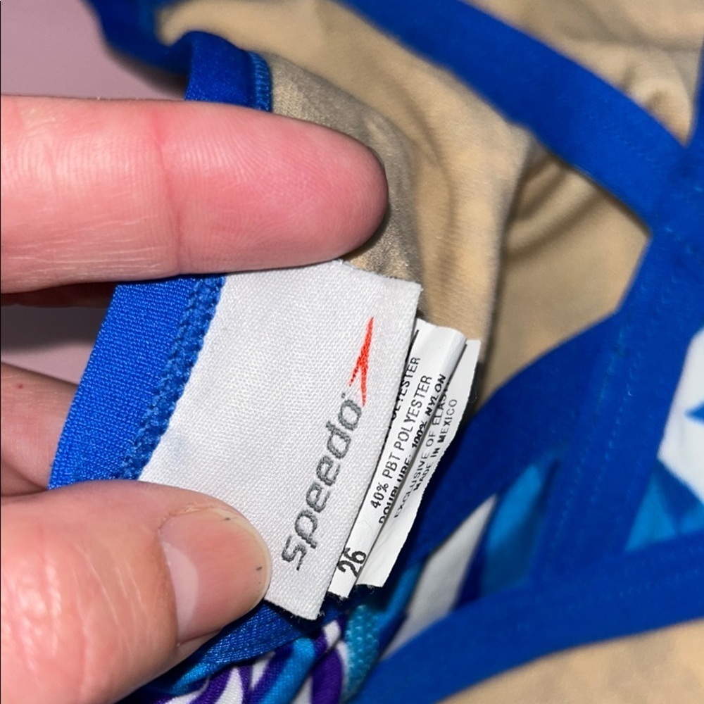 Blue and White Speedo Endurance Floral Swimsuit - Picture 9 of 10